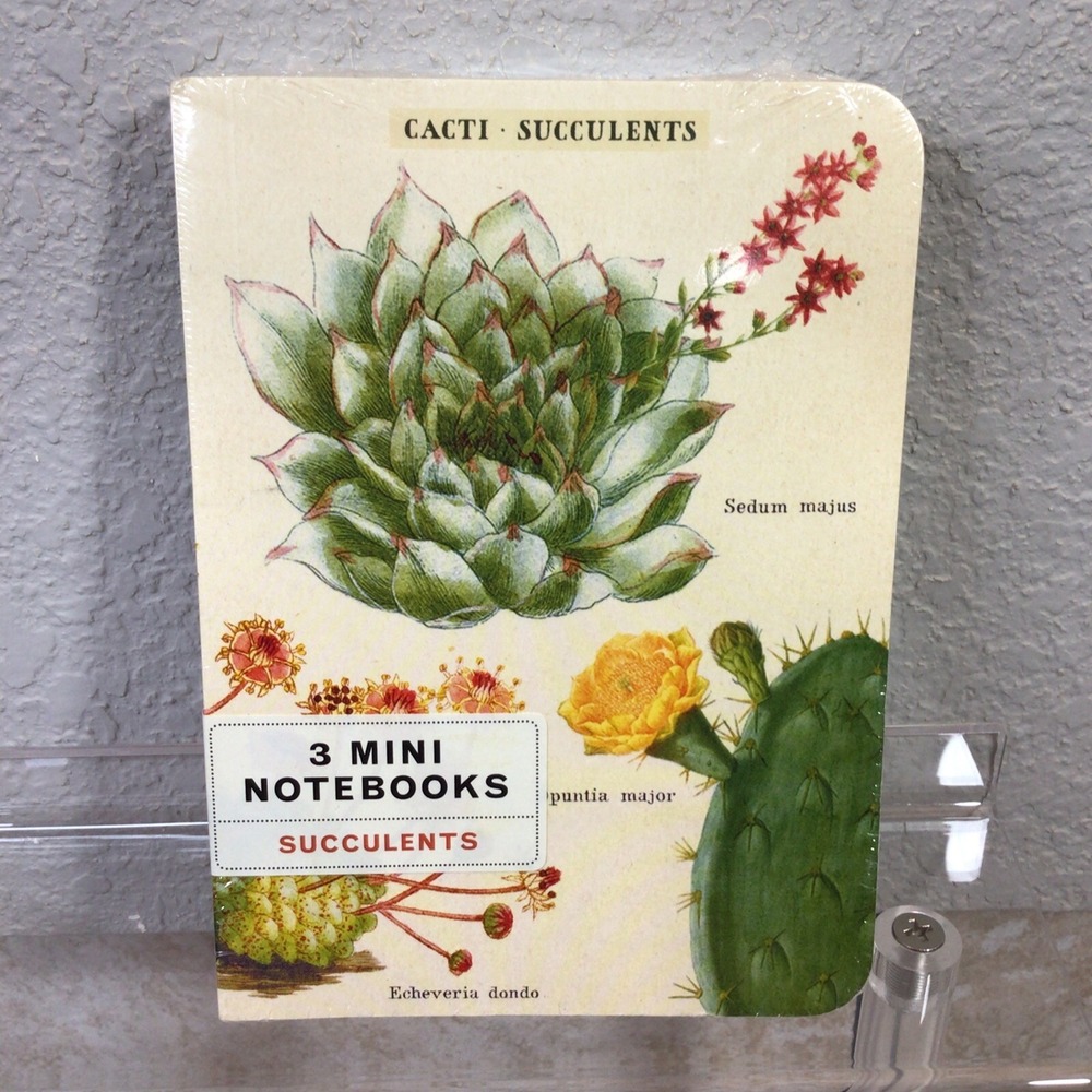 Cavallini - Set of 3 Mini Notebooks - Succulents/Cacti - Lined, Blank & Graph